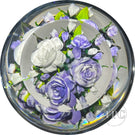 Super Magnum Rick Ayotte Double Sided Glass Art Paperweight Flamework Purple and White Rose Bouquet