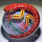 Michael Hunter 2023 Glass Art Paperweight Roses Clad Lizard on Pastel Reticello Crown