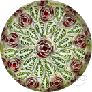 Christina Callahan 2023 Glass Art Paperweight Patterned Stained Glass Style Lace Leaf Murrine and Roses