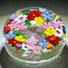 Richard Loesel 2022 Glass Art Paperweight Flamework Garland of Hearts on Opaque White Ground
