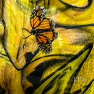 Robert Koch 2023 Glass Art Marble Murrine Monarch Butterflies with Gladiolus