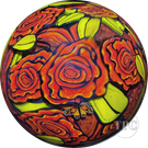 Huge Robert Koch 2023 Glass Art Marble "The Rose" Murrine with Leaves Blossoms and Monarch Butterflies