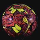 Huge Robert Koch 2023 Glass Art Marble "The Rose" Murrine with Leaves Blossoms and Monarch Butterflies