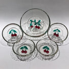 Alfredo Barbini Art Glass Paperweight Style Dessert Bowls Lampworked Cherries