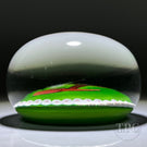 Antique Saint-Louis Glass Art Paperweight Lampwork Initial L on Opaque Pistachio Green Ground with Millefiori Garland