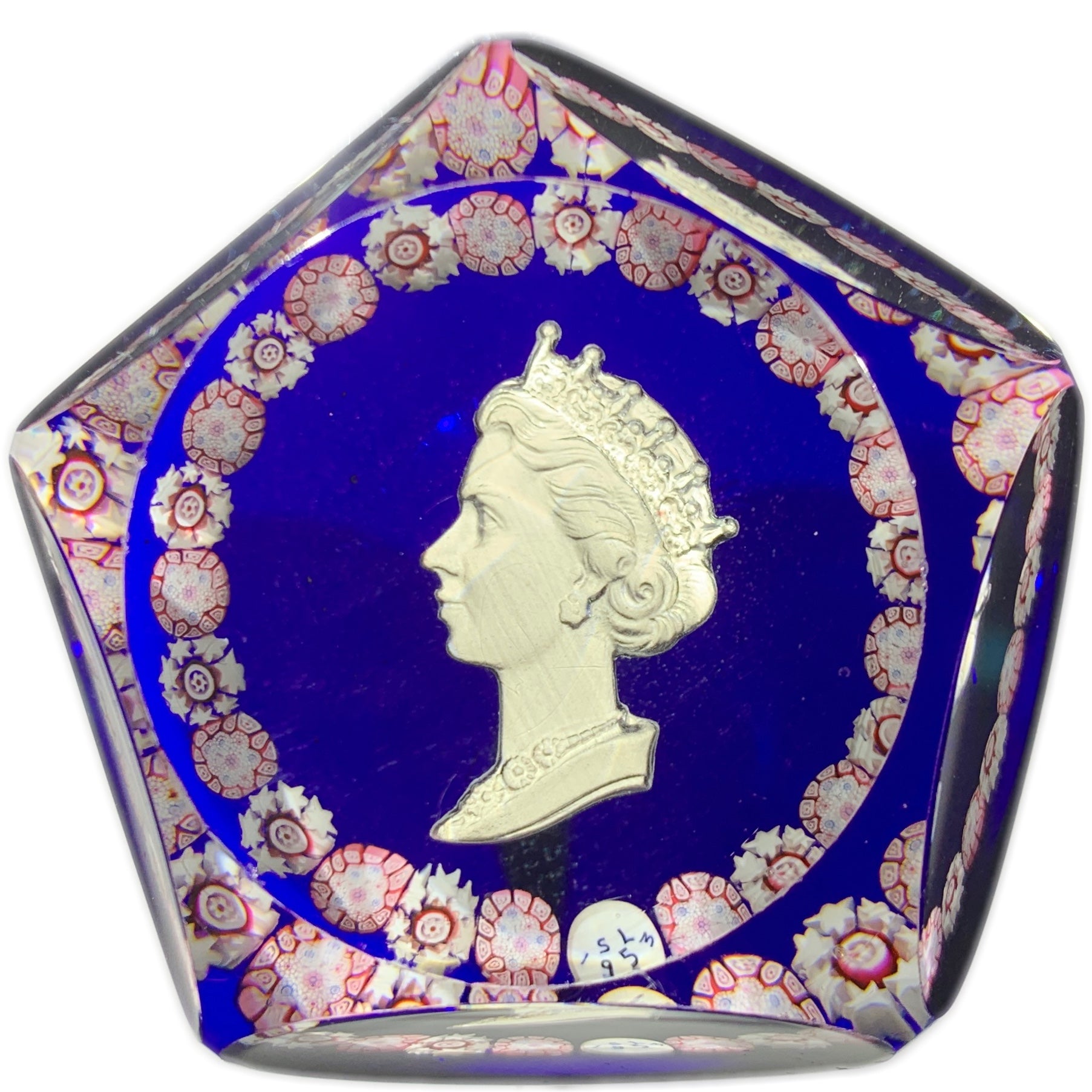 1953 Saint-Louis Queen Elizabeth Coronation Sulphide Art Glass Paperweight