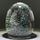 Alison Ruzsa 2015 Glass Art Sculpture Hand-Painted Enamels Cabin in the Woods & Falling Snow