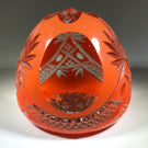 20th Century Val St Lambert Art Glass Paperweight Fancy Faceted Orange Overlay