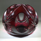20th Century Val St Lambert Art Glass Paperweight Fancy Faceted Amethyst Flash Overlay