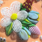 Drew Ebelhare & Sue Fox 2019 Glass Art Paperweight Flamework Strawberry Nosegay and Millefiori Garland on Peach Colored Ground