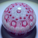 Jim Brown 2004 Glass Art Paperweight Concentric Pink & White Millefiori