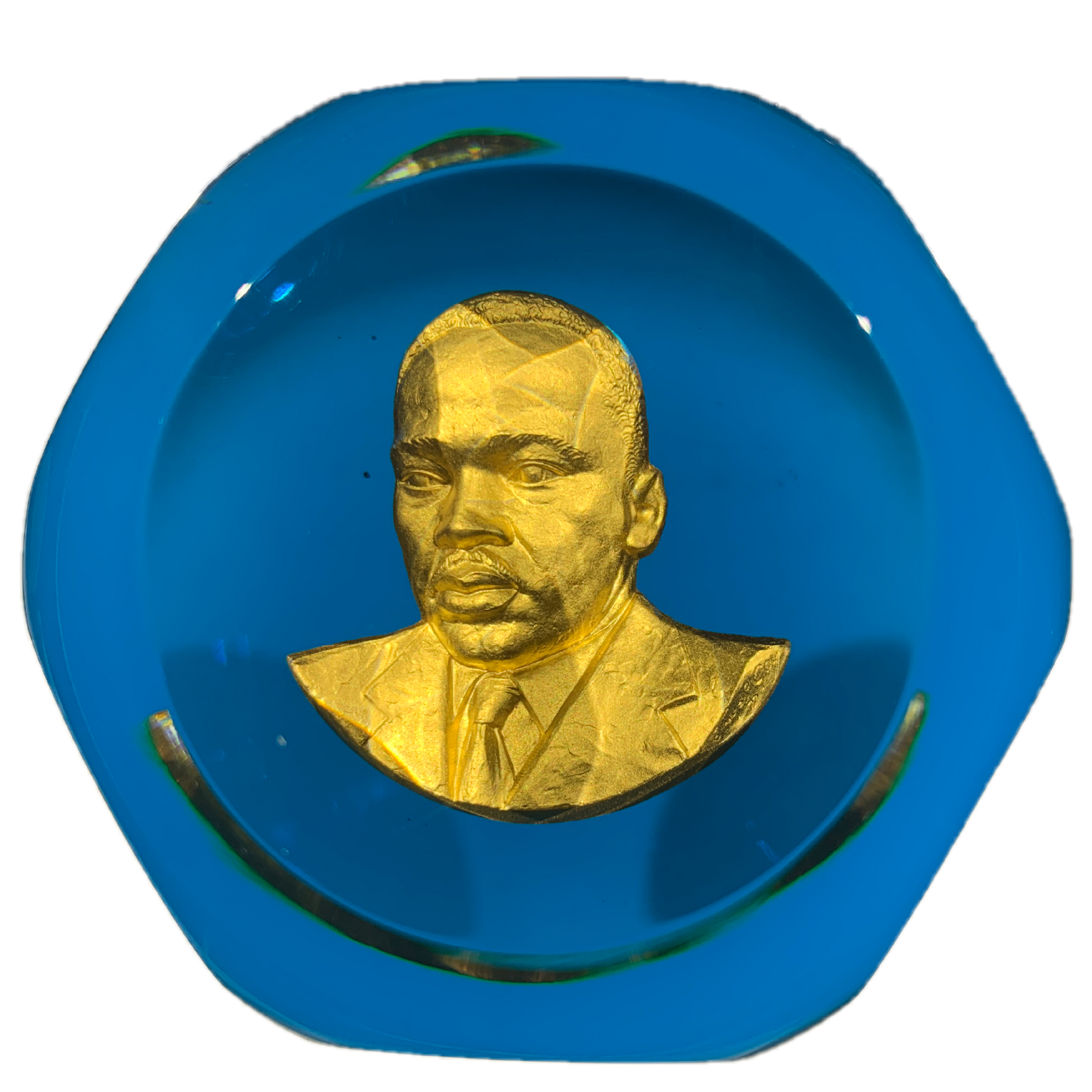 Baccarat Dr. Martin Luther King Jr. MLK Gold Inclusion Art Glass Paperweight