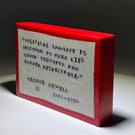 Large Mathieu Grodet 2021 Glass Art Murrine Paperweight Plaque George Orwell Quotation