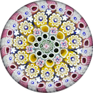 Damon MacNaught 2021 Pink and Yellow Close Concentric Millefiori Glass Art Paperweight