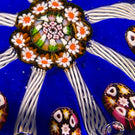 Early Paul Ysart Radiant Design with White Filigree, Complex Millefiori & Bubble Decoration On Opaque Blue