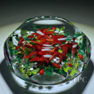 LE Rick Ayotte 1988 Faceted Glass Art Paperweight Flamework Christmas Cactus Bloom