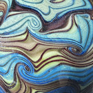 Orient & Flume 1977 Abstract Iridescent Torchwork Decorated Tumultuous Blue Waves Pinched and Pulled Feather Techniques