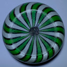 Antique Clichy Glass Art Paperweight Complex Closepack Millefiori in Green & White Stave Basket