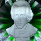 Vintage Faceted Baccarat Crystal President Andrew Jackson Sulphide on Transparent Green