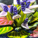 Cathy Richardson 2013 Glass Art Paperweight Flamework Purple Tropical Flowers from the Brazilian Series 2 of 8