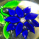 Antique New England Glass Co. NEGC Lampwork Blue Poinsettia