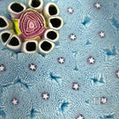 Magnum Damon MacNaught 2023 Glass Art Paperweight Complex Blue Millefiori Carpet Ground with Rose Cane Center