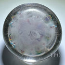 Antique Thuringian Glass Art Paperweight Colorful Concentric Millefiori on Upset White Muslin Lace