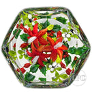 LE Rick Ayotte 1988 Faceted Glass Art Paperweight Flamework Christmas Cactus Bloom