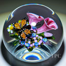 Ken Rosenfeld 2024 Glass Art Paperweight Flamework Monarch Butterfly Flower Bouquet