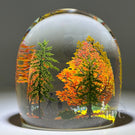 Alison Ruzsa 2023 Glass Art Sculpture Hand-Painted Enamels "Autumn Walk" Amongst Orange and Yellow Tree