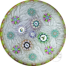 Perthshire 1983 Glass Art Paperweight Spaced Complex Millefiori on Upset White Muslin Lace PP11