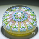 Early Perthshire Paperweights PP1 Radial Millefiori & Ribbon Twists on Yellow