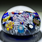Perthshire 1969 Glass Art Paperweight Spaced Complex Millefiori on Blue PP11