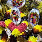 Gordon Smith 2024 Glass Art Paperweight Flamework Coral Snake with Eggs Daisies & Lichen Covered Rocks