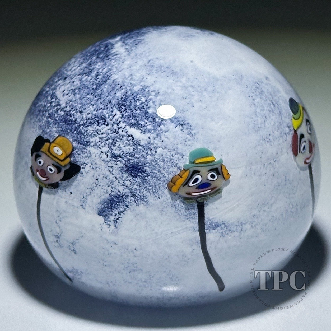 Early Michael Hunter Glass Art Paperweight Daftie Clown Ballon Murrine