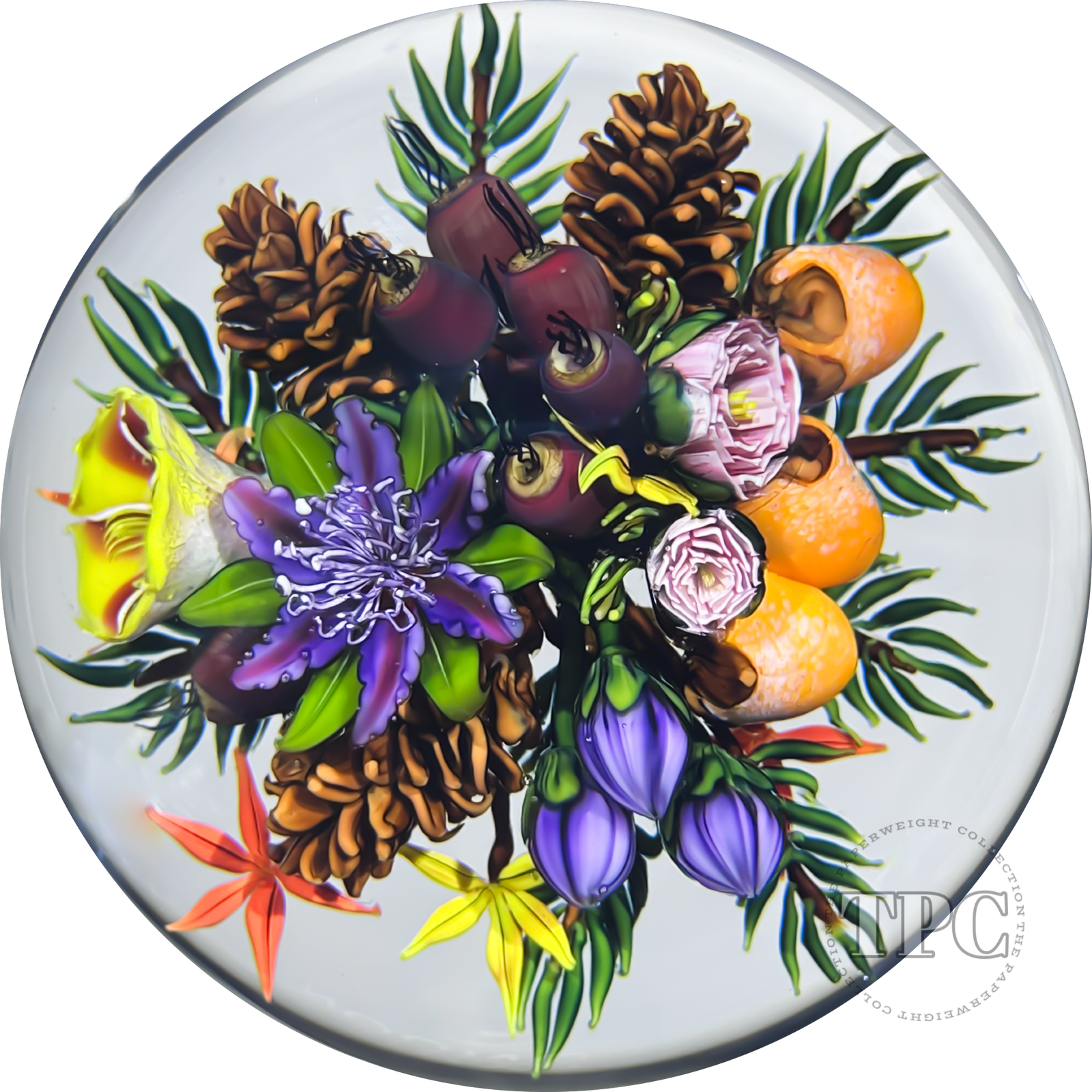 Ken Rosenfeld 2025 Magnum Glass Art Paperweight Flamework Fall Bouquet