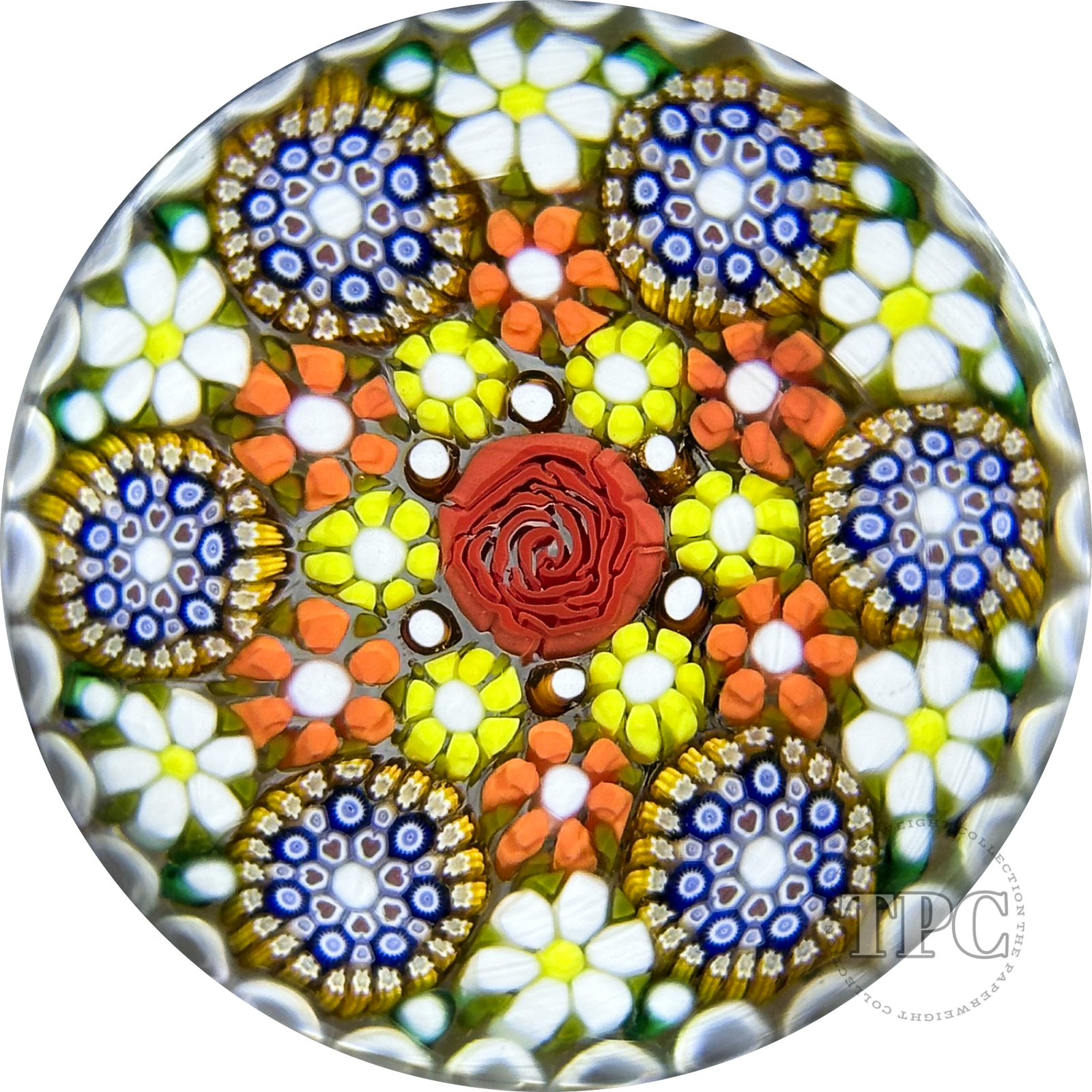 Miniature Michael Hunter Twists Studio 2025 Glass Art Paperweight Patterned Concentric Millefiori with Daises