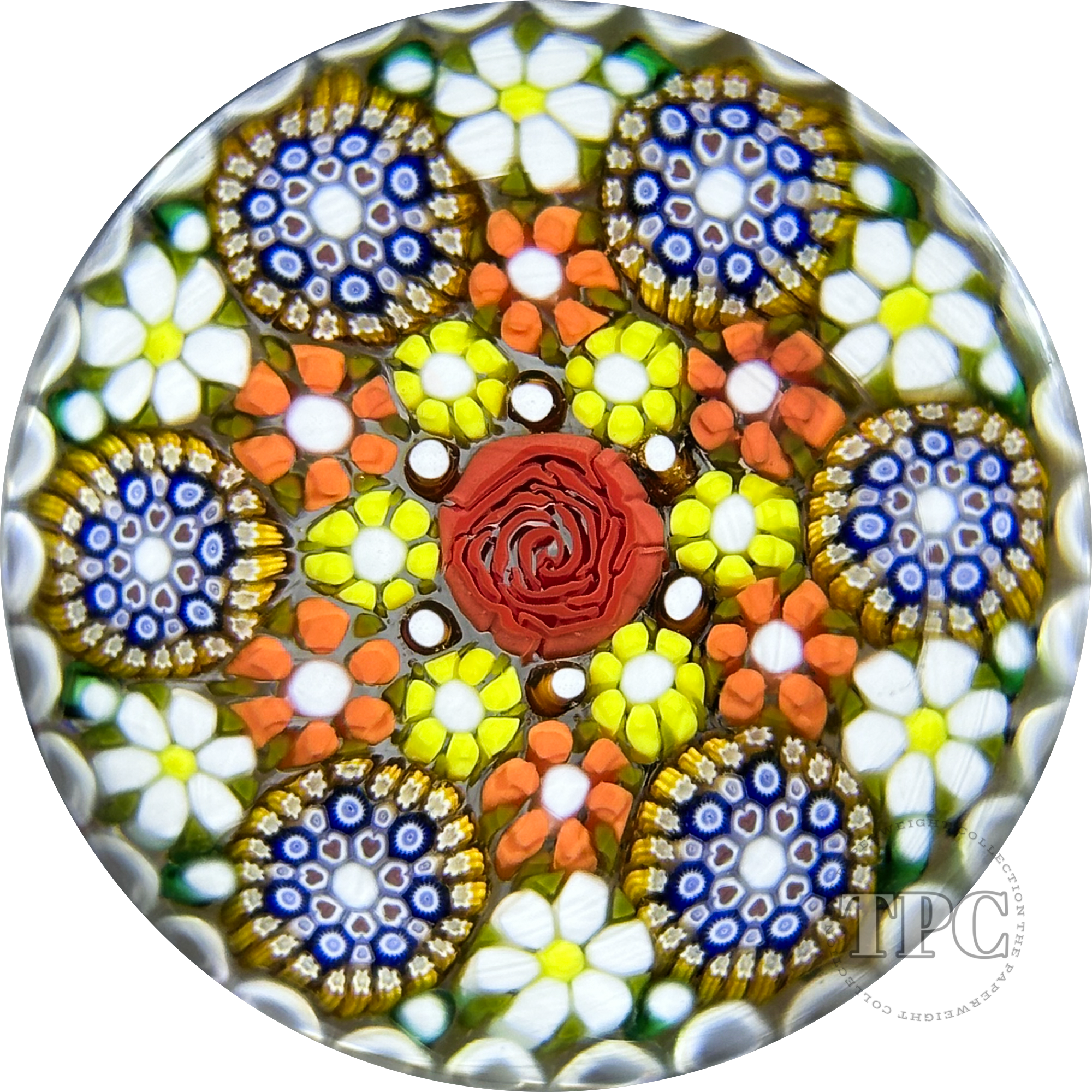 Miniature Michael Hunter Twists Studio 2025 Glass Art Paperweight Patterned Concentric Millefiori with Daises