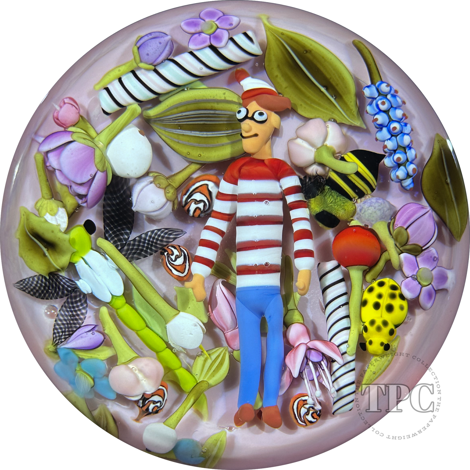 Clinton Smith 2025 Glass Art Paperweight Flamework Waldo Scramble