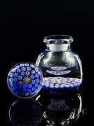 John Deacons Glass Art Paperweight Bottle Concentric Millefiori on Green