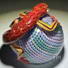 Michael Hunter 2023 Glass Art Paperweight Roses Clad Lizard on Pastel Reticello Crown