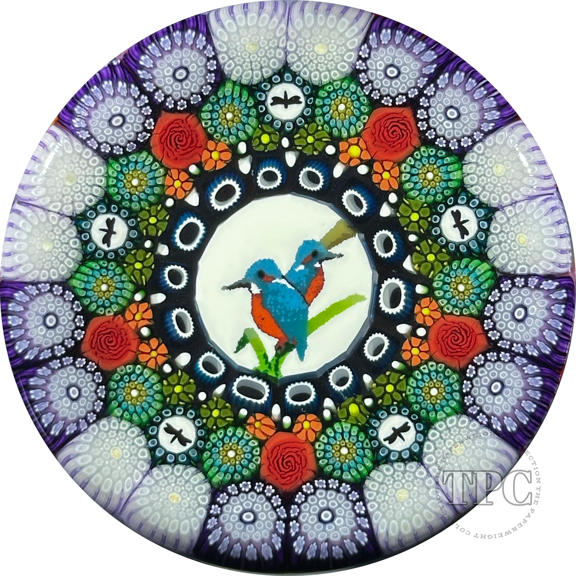 Michael Hunter 2024 Glass Art Paperweight Cylinder Closepack Complex Millefiori Kingfisher Murrine