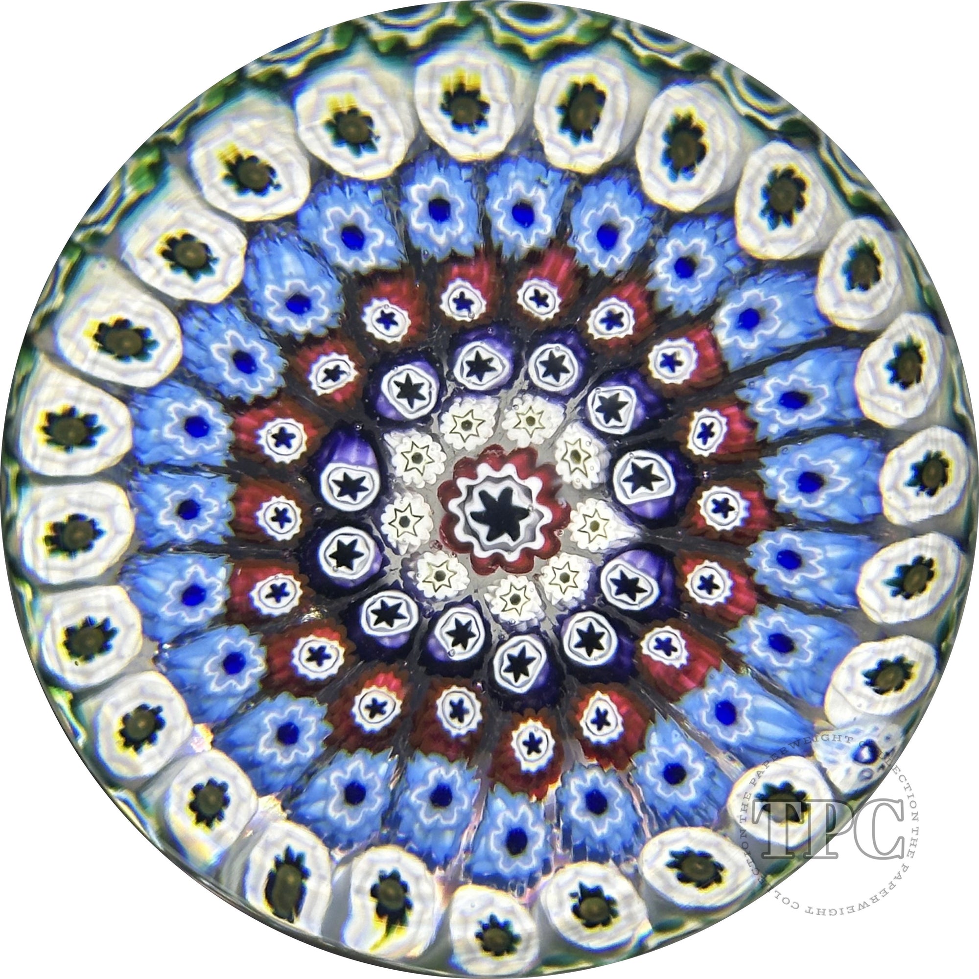 Whitefriars 1973 Glass Art Paperweight Colorful Concentric Millefiori