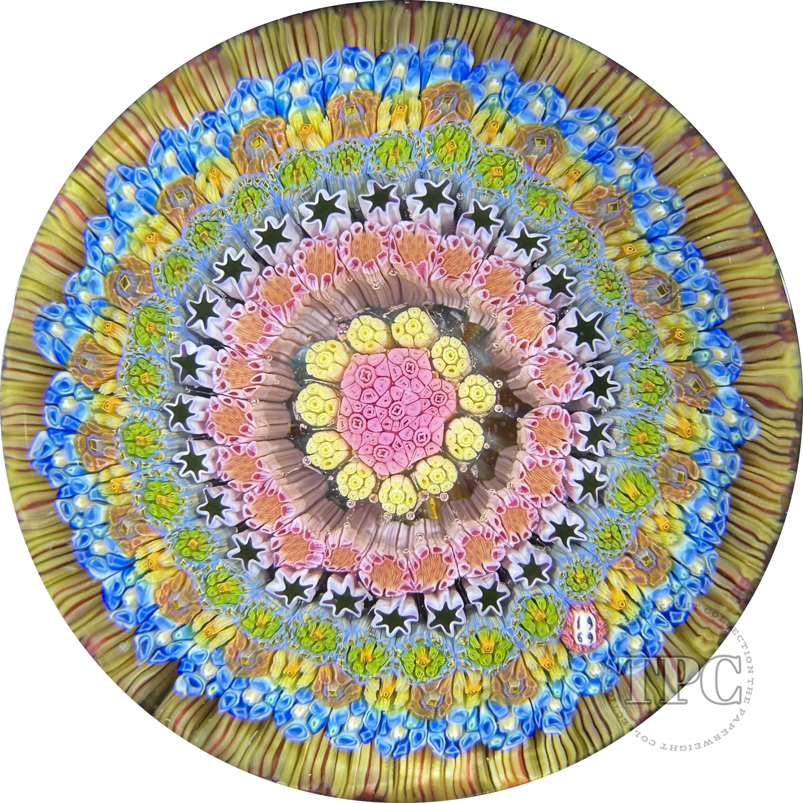 Baccarat 1969 Glass Art Paperweight Concentric Complex Millefiori