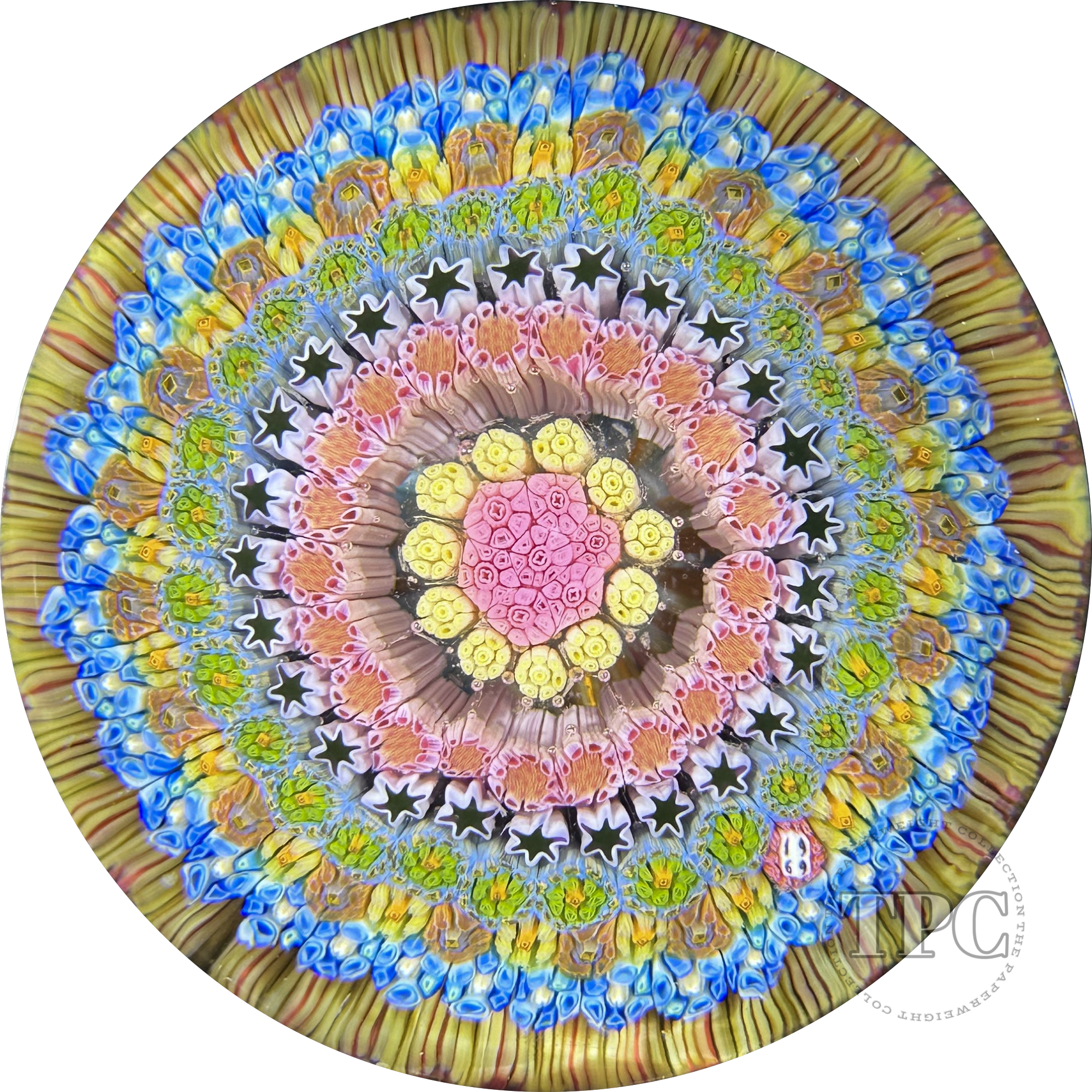 Baccarat 1969 Glass Art Paperweight Concentric Complex Millefiori