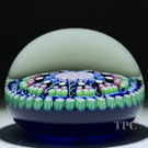 Perthshire Glass Art Paperweight Patterned Millefiori and Ribbon Twists on Blue PP31
