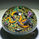William Manson 2025 Glass Art Paperweight Flamework Coiled Snake with Flowers 1-of-1