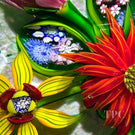 Debbie Tarsitano Glass Art Paperweight Flamework Fantasy Flower bouquet with Complex Millefiori