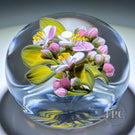 Gordon Smith 2025 Glass Art Paperweight Pink & White Apple Blossoms