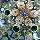 Damon MacNaught 2025 Faceted Glass Art Paperweight Complex Concentric Millefiori